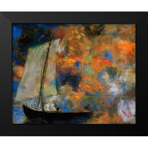 Flower Clouds Black Modern Wood Framed Art Print by Redon, Odilion