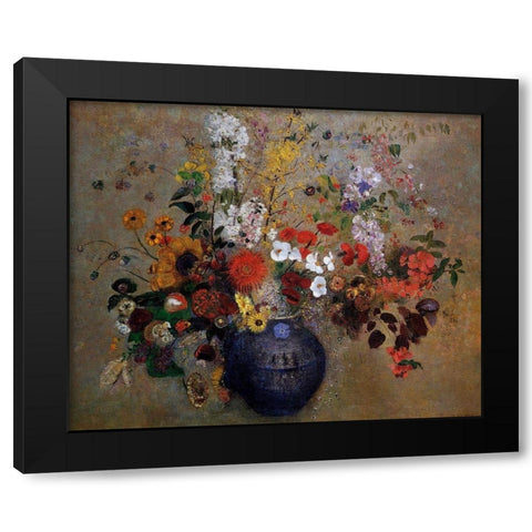 Flowers Black Modern Wood Framed Art Print with Double Matting by Redon, Odilon