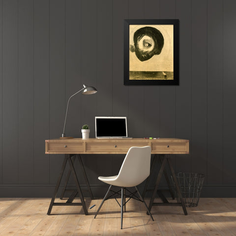 Guardian Spirit Of The Waters Black Modern Wood Framed Art Print by Redon, Odilion