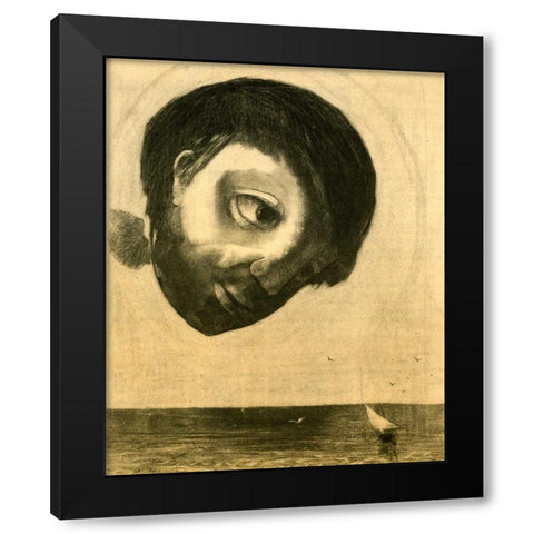 Guardian Spirit Of The Waters Black Modern Wood Framed Art Print with Double Matting by Redon, Odilion