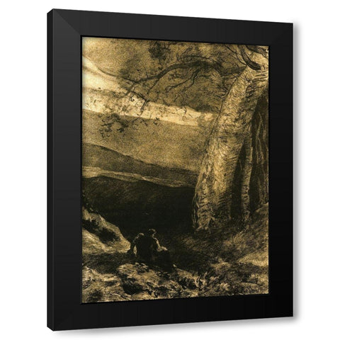 Landscape Black Modern Wood Framed Art Print by Redon, Odilon