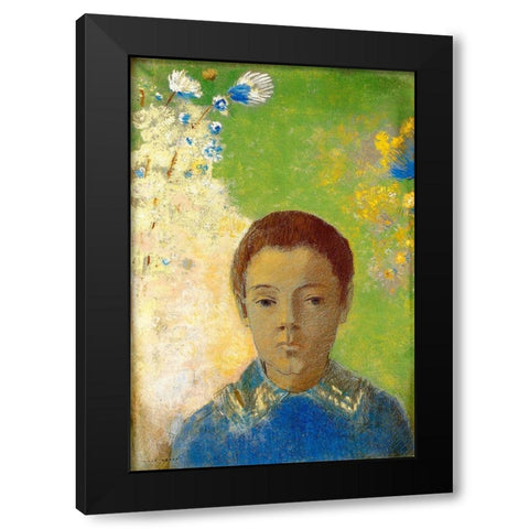 Portrait Of Ari Black Modern Wood Framed Art Print by Redon, Odilon