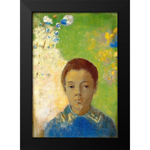 Portrait Of Ari Black Modern Wood Framed Art Print by Redon, Odilon