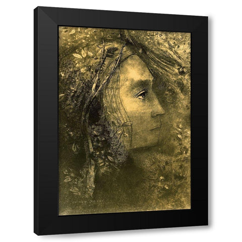 Spring Black Modern Wood Framed Art Print with Double Matting by Redon, Odilon