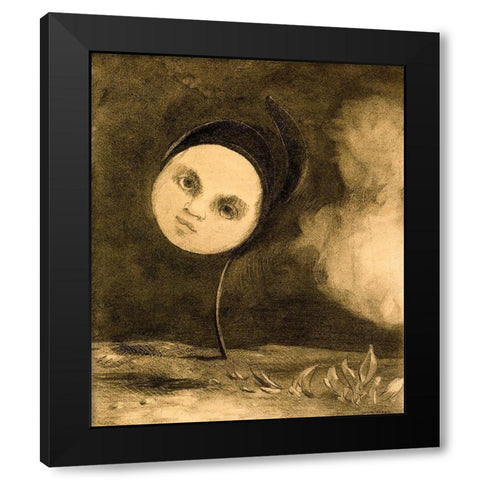 Strange Flower Little Sister Of The Poor Black Modern Wood Framed Art Print by Redon, Odilon