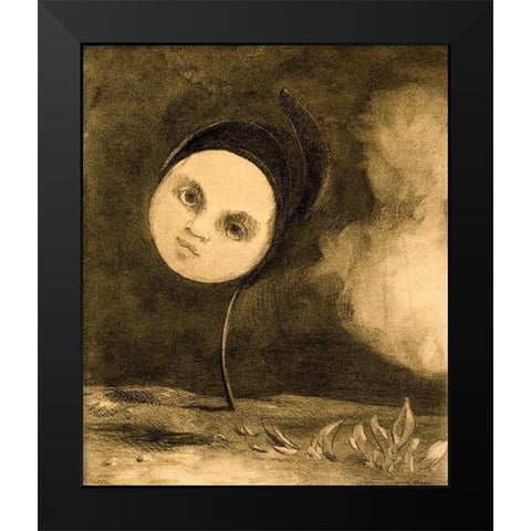 Strange Flower Little Sister Of The Poor Black Modern Wood Framed Art Print by Redon, Odilon