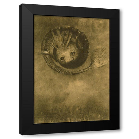 Tadpole Black Modern Wood Framed Art Print with Double Matting by Redon, Odilon