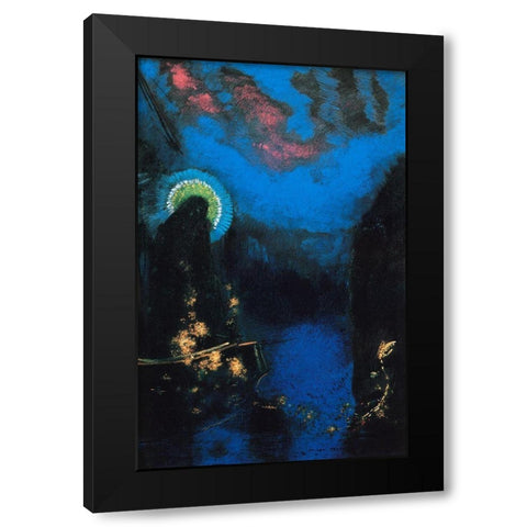 The Boat Black Modern Wood Framed Art Print with Double Matting by Redon, Odilon