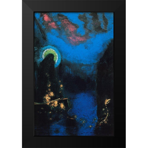 The Boat Black Modern Wood Framed Art Print by Redon, Odilon