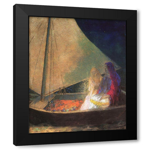 The Boat 3 Black Modern Wood Framed Art Print with Double Matting by Redon, Odilon