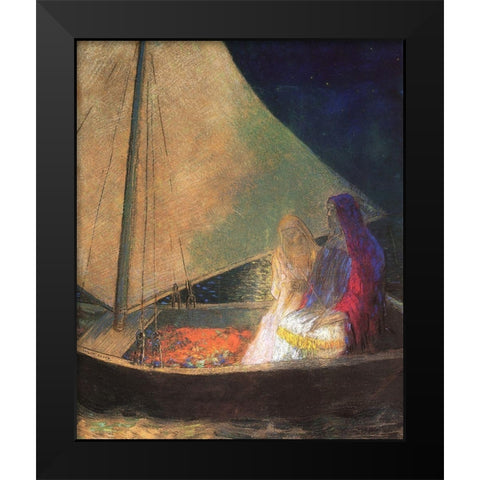 The Boat 3 Black Modern Wood Framed Art Print by Redon, Odilon