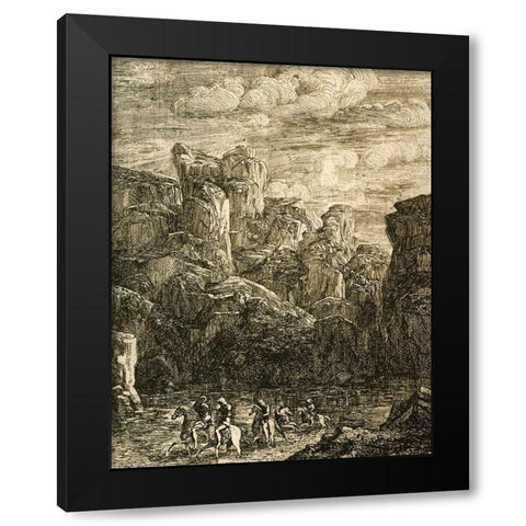 The Ford Landscape With Horseman Black Modern Wood Framed Art Print by Redon, Odilon