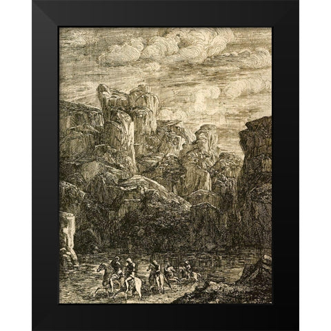 The Ford Landscape With Horseman Black Modern Wood Framed Art Print by Redon, Odilon