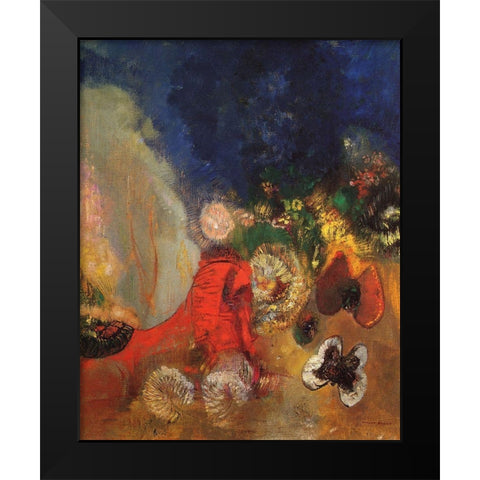 The Red Sphinx Black Modern Wood Framed Art Print by Redon, Odilon