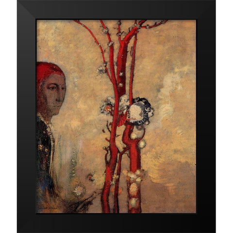 The Red Tree Black Modern Wood Framed Art Print by Redon, Odilon