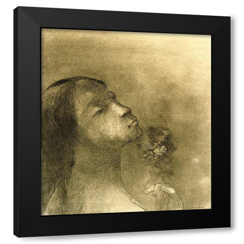 The Scent Of Evil Black Modern Wood Framed Art Print with Double Matting by Redon, Odilon
