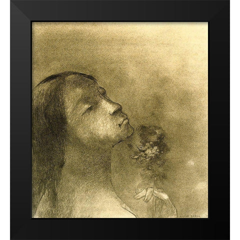 The Scent Of Evil Black Modern Wood Framed Art Print by Redon, Odilon