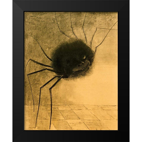 The Smiling Spider Black Modern Wood Framed Art Print by Redon, Odilion
