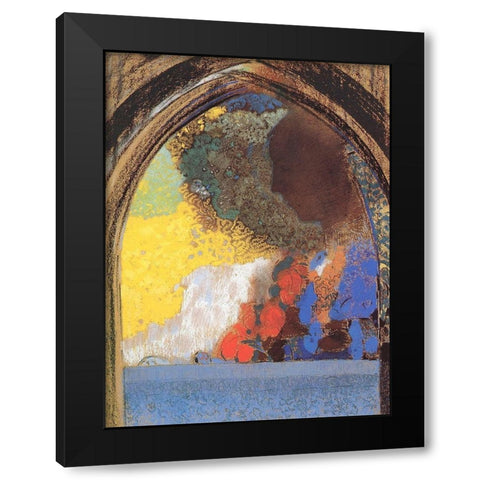 The Window Black Modern Wood Framed Art Print with Double Matting by Redon, Odilon
