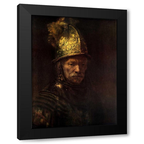 Man With Gold Helmet Black Modern Wood Framed Art Print with Double Matting by Van Rijn, Rembrandt