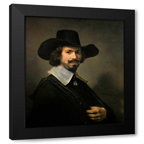 The Painter Hendrick Martensz Black Modern Wood Framed Art Print with Double Matting by Van Rijn, Rembrandt