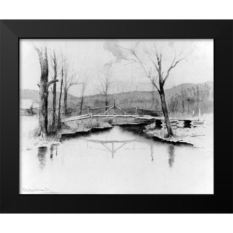 A Foot Bridge West Virginia Black Modern Wood Framed Art Print by Remington, Frederic