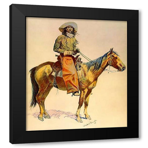 Arizona Cowboy Black Modern Wood Framed Art Print by Remington, Frederic