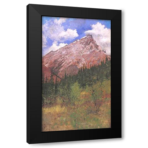Banff Cascade Mountain Black Modern Wood Framed Art Print with Double Matting by Remington, Frederic