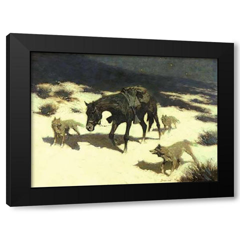 Last March Black Modern Wood Framed Art Print with Double Matting by Remington, Frederic
