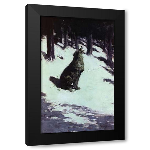 Voice Of The Hills Black Modern Wood Framed Art Print by Remington, Frederic