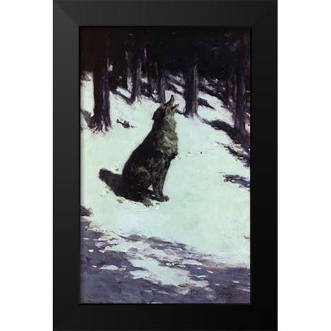 Voice Of The Hills Black Modern Wood Framed Art Print by Remington, Frederic