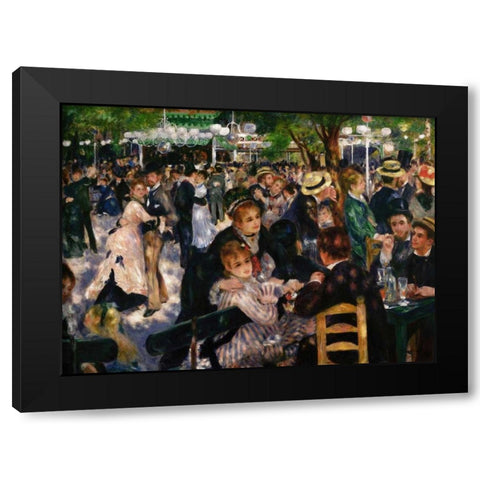 Bal Du Moulin De La Galette Black Modern Wood Framed Art Print by Renoir, Pierre-Auguste
