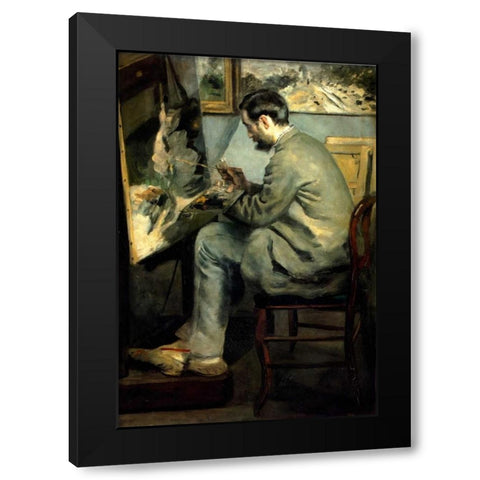 Bazille Black Modern Wood Framed Art Print with Double Matting by Renoir, Pierre-Auguste