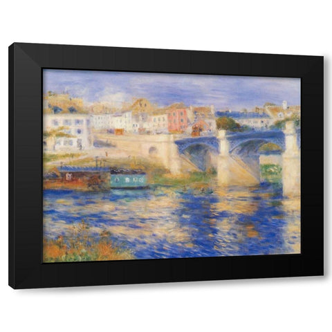Bridge At Chatou Black Modern Wood Framed Art Print by Renoir, Pierre-Auguste