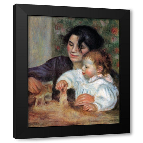 Gabrielle With Jean Black Modern Wood Framed Art Print with Double Matting by Renoir, Pierre-Auguste