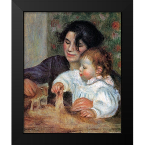 Gabrielle With Jean Black Modern Wood Framed Art Print by Renoir, Pierre-Auguste