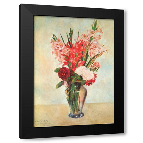 Gladiolas Black Modern Wood Framed Art Print by Renoir, Pierre-Auguste