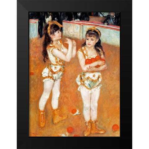 Jugglers At The Cirque Fernando Black Modern Wood Framed Art Print by Renoir, Pierre-Auguste