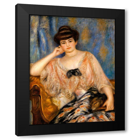 Misia Sert Black Modern Wood Framed Art Print by Renoir, Pierre-Auguste