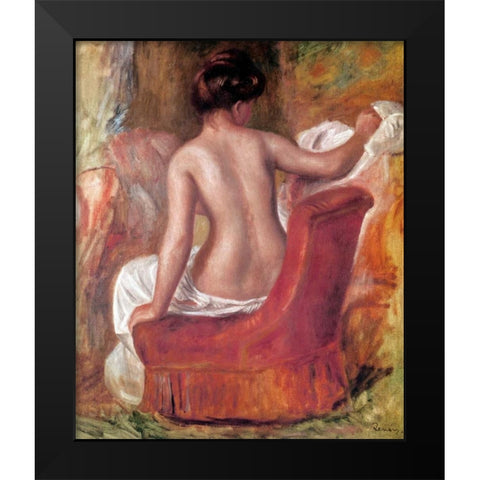 Nude In Chair Black Modern Wood Framed Art Print by Renoir, Pierre-Auguste