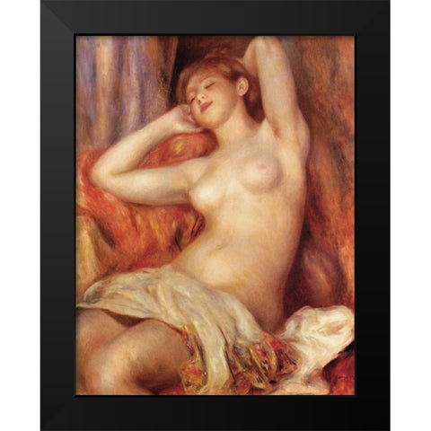 Sleeping Nude Black Modern Wood Framed Art Print by Renoir, Pierre-Auguste