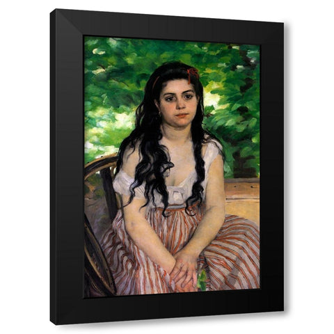 Summer Black Modern Wood Framed Art Print with Double Matting by Renoir, Pierre-Auguste