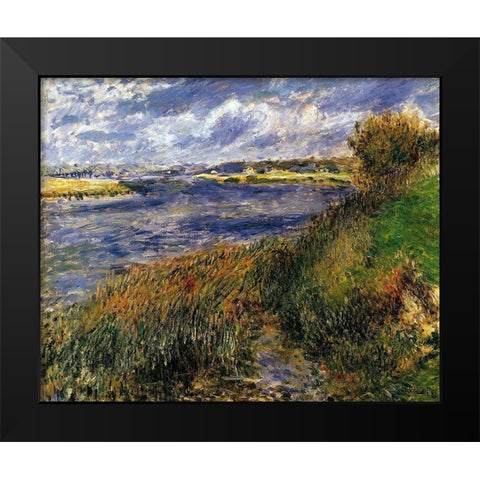The Seine At Champrosay Black Modern Wood Framed Art Print by Renoir, Pierre-Auguste