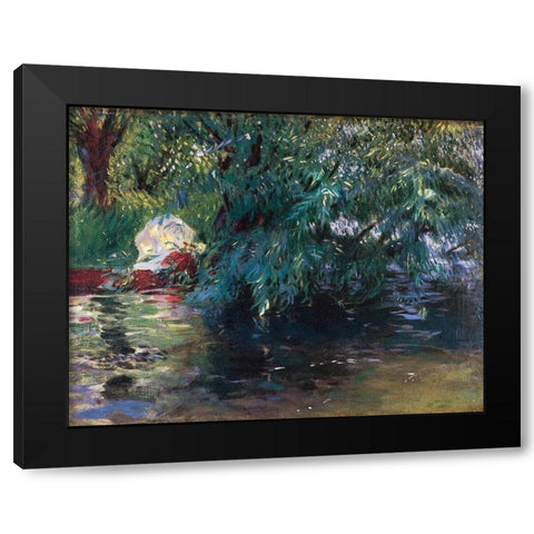 A Backwater Calcot Mill 1888 Black Modern Wood Framed Art Print with Double Matting by Sargent, John Singer