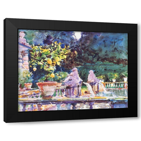 A Fountain Black Modern Wood Framed Art Print with Double Matting by Sargent, John Singer