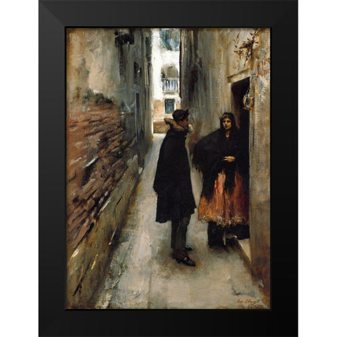 A Street in Venice Black Modern Wood Framed Art Print by Sargent, John Singer