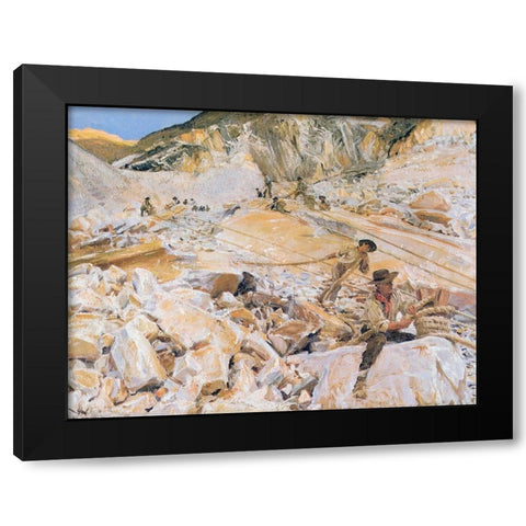 Bringing Down Marble from Quarries to Carrara Black Modern Wood Framed Art Print by Sargent, John Singer
