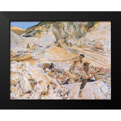 Bringing Down Marble from Quarries to Carrara Black Modern Wood Framed Art Print by Sargent, John Singer