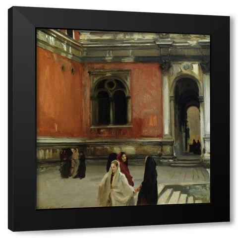 Campo behind the Scuola di San Rocco, 1882 Black Modern Wood Framed Art Print with Double Matting by Sargent, John Singer