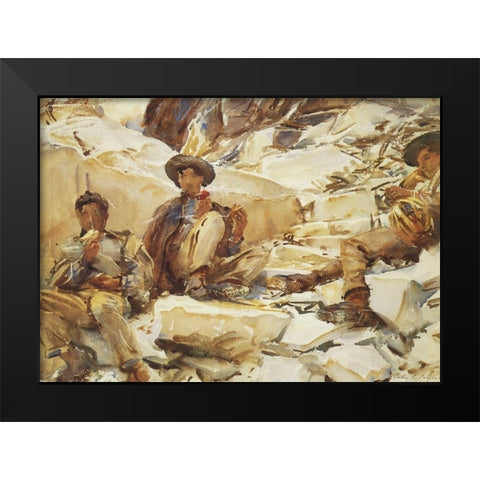 Carrara Workmen Black Modern Wood Framed Art Print by Sargent, John Singer